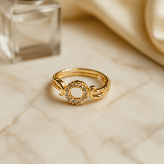 Gold-Plated Circular Halo Ring